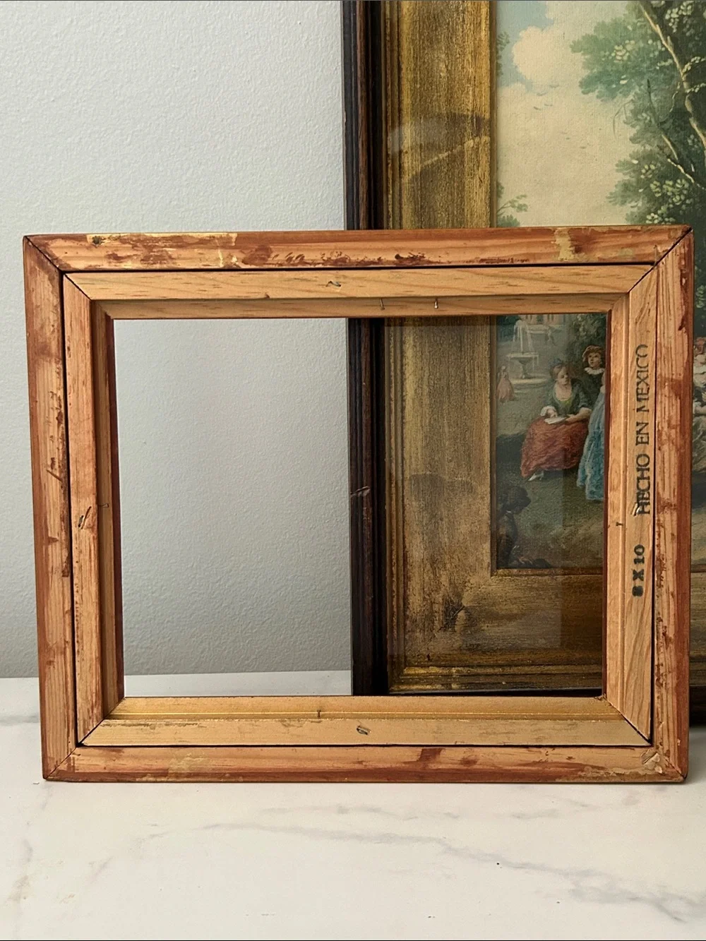 Vintage Gold and Cream Wall Mirror Frame with Copper Accents